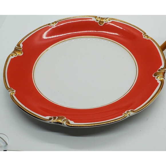 German Vintage Mitterteich Bavaria Red Gilt Gold Saucer Dessert and Plate - - Picture 7 of 7